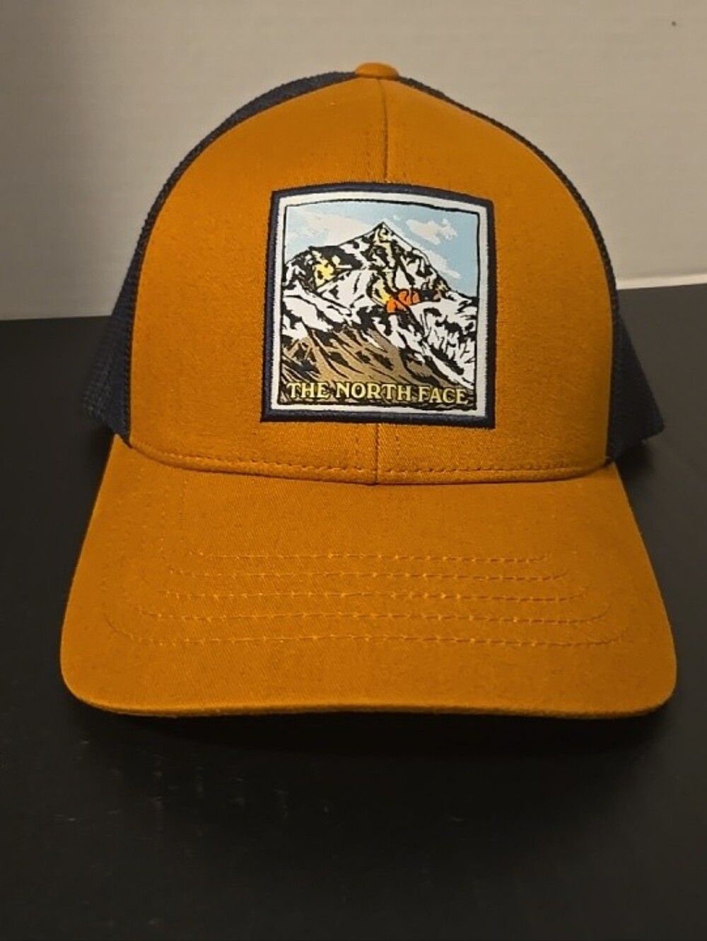 The North Face FlexFit Trucker Hat Brown/Navy Mountain Patch S/M Unisex